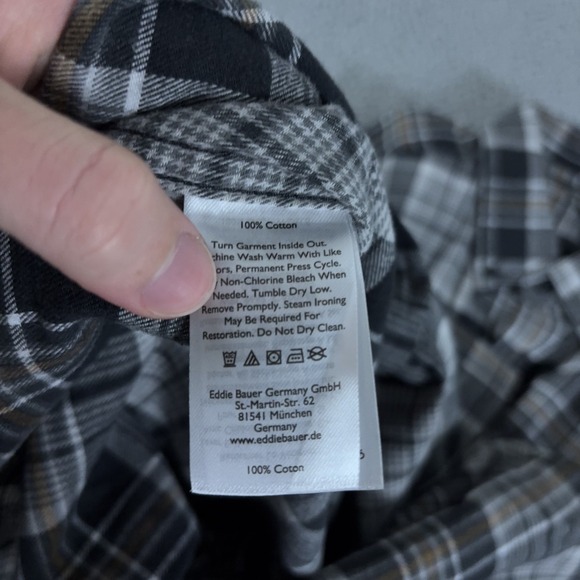 LOT OF 2 Eddie Bauer Shirt Mens Medium Gray Plaid Flannel Button Outdoor Hiking - Picture 6 of 12